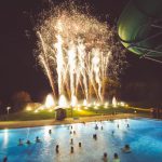 Feuerwerk bei „Pool united“ im Aquapark Oberhausen.