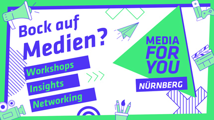 Plakat Media for you mit dem Schriftzug Bock auf Medien?