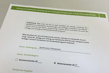 Anrechnungsformular
