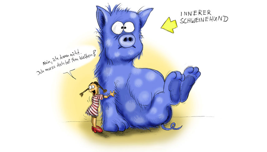 Zeichnung Schwein und Hund