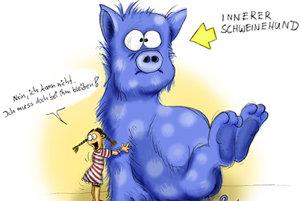 Zeichnung Schwein und Hund