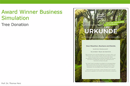 Urkunde „Green Forest Fund“ 