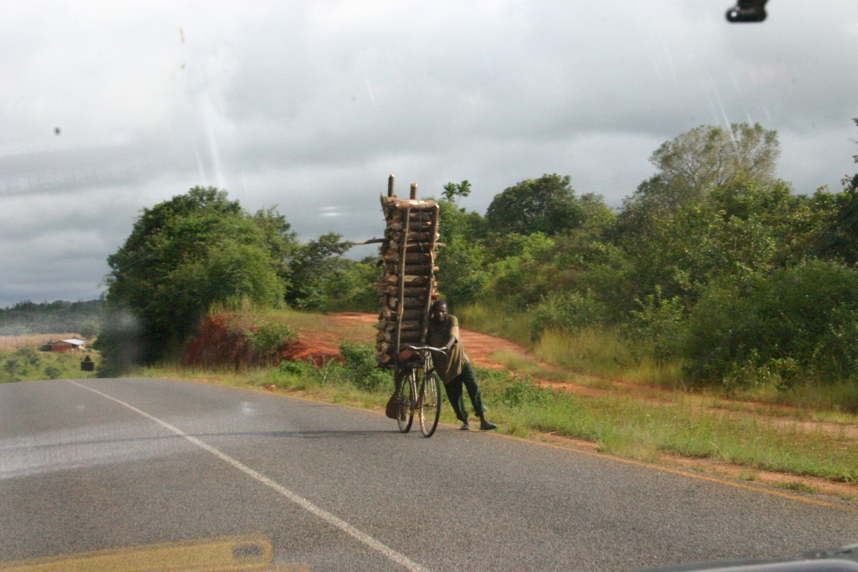 Malawi Brennholz auf Fahrrad