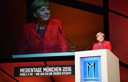 Angela Merkel bei den Medientagen 2016 in München.